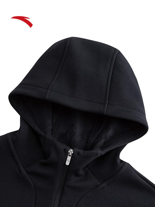 安踏易打理外套丨冬季保暖开衫修身训练连帽运动上衣女162547711N 商品图8