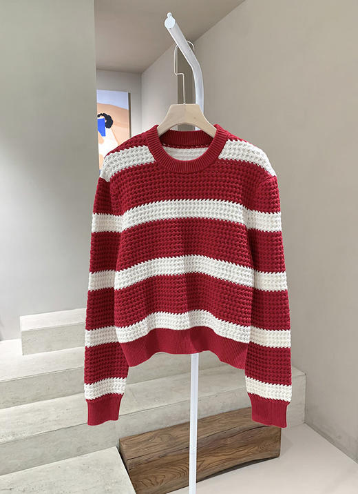 【高品质私服】【IC棉羊绒条纹套头针织衫】利落线条勾勒慵懒随性的廓形，自带复古法式风情G1268-CC【无标出货 介意慎拍】 商品图10