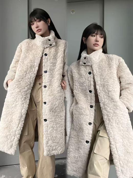 【环保皮草】P112韩系长款氛围感皮毛一体秋冬大衣外套-喜出 商品图2