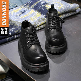 DRONKOO 2025 系带内侧拉链德比大头中帮真皮休闲鞋