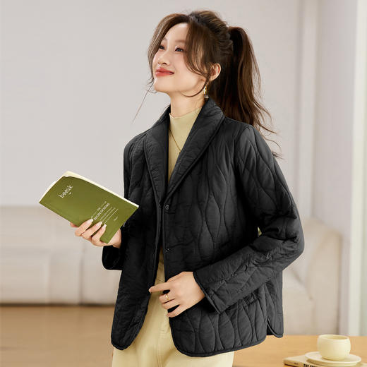 丁摩 短款轻薄棉衣外套女秋冬新款菱格休闲百搭夹棉上衣棉服夹克5ZF-82568 商品图2