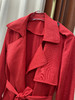 「断码清仓」高级感正红色长款收腰系带翻领大衣M码 ZFYY042 商品缩略图3