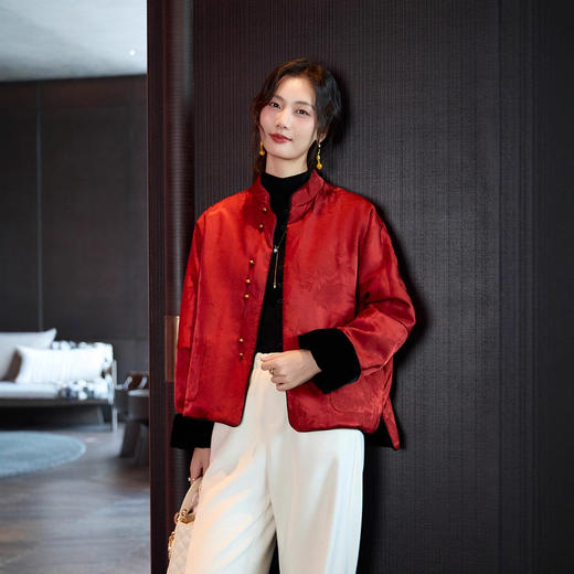 丁摩 双面可穿的外套棉衣秋冬真丝丝绒上衣5ZF-76060 商品图0