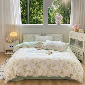 蓝若亭全棉四件套—沁语花叶