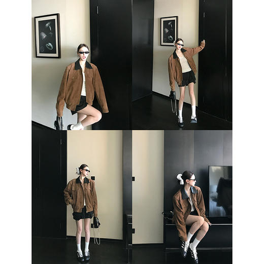 WS 35028 复古巴恩风特种羊皮反绒皮衣外套可拆卸羽绒内胆两穿 商品图1