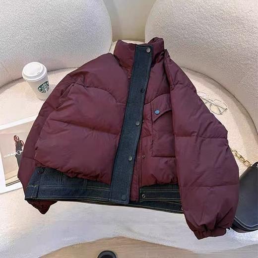 假两件【羽绒服】90%白鸭绒拼牛仔假两件短款宽松羽绒服-喜出 商品图0