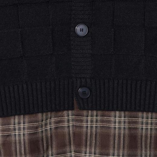 26526SDSA男士秋冬新款痞帅男装轻奢简约拼接格子假两件毛衣百搭时尚 商品图3