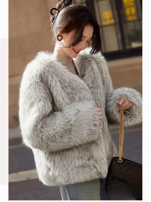 【环保皮草】P03简约皮毛一体秋冬大衣外套-喜出 商品图1