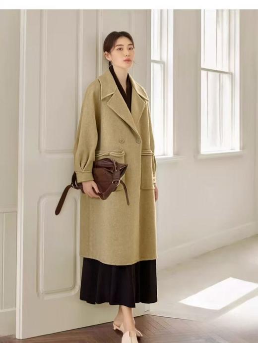 【轻奢双面尼】2528（100%澳洲超细羊毛）韩版气质口袋盘扣双面尼大衣-喜出 商品图1