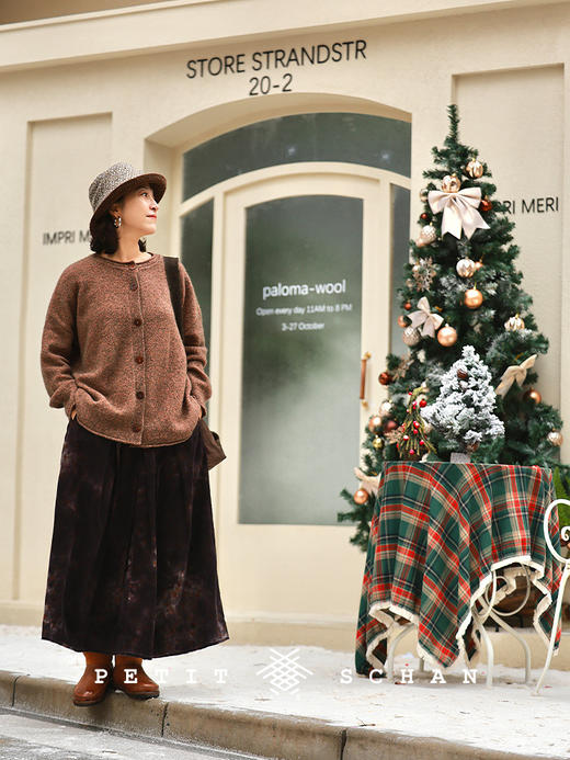 PETIT SCHAN小闪 CLO#961 Flower in the Mist 雾里花 日本进口棉灯芯绒扎染压褶半裙 商品图4