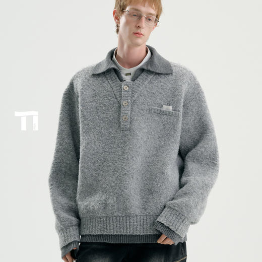 TIWILLTANG启世录“弥漫智域”假两件翻领毛衫 商品图0