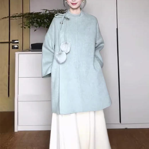 裁缝学苑AH89韩系呢子大衣立领偏襟系带双面羊绒大衣纸样外套女装 商品图2