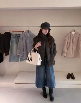 真皮草！兔毛皮真毛外套秋冬大衣-喜出