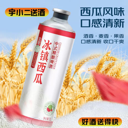 【中式茶啤】金星冰镇西瓜中式精酿啤酒 原麦汁浓度10°P酒精度3.3%vol 1L 商品图0
