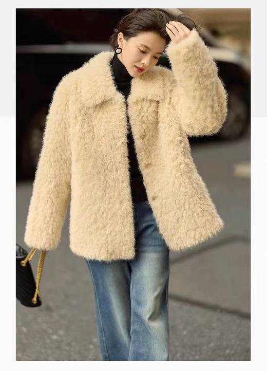 【环保皮草】P01翻领皮毛一体秋冬大衣外套-喜出 商品图0