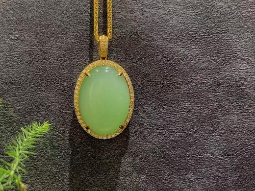 【御珠宫坊】新疆黑羊洞金镶碧玉吊坠 商品图0