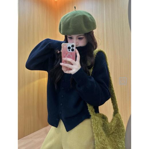 25AW上新 甜甜同款【超柔冬日】套头时尚保暖极简风宽松立领软糯单排扣毛衣 商品图0