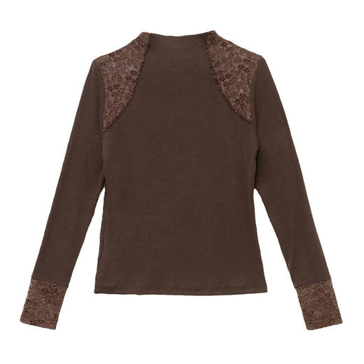 KQL 311H9183磨毛加厚半高领钉珠上衣纯色T恤显瘦 商品图4