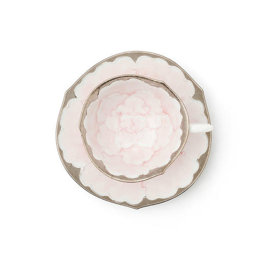 【旬彩】进口有田烧文山窑铂金牡丹系列杯碟套装LW005 商品图1