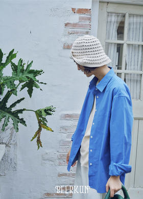 [特价] 漂亮的Marina蓝 进口高支匹马棉 oversized长袖衬衫