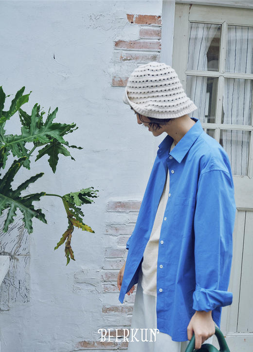 [特价] 漂亮的Marina蓝 进口高支匹马棉 oversized长袖衬衫 商品图0