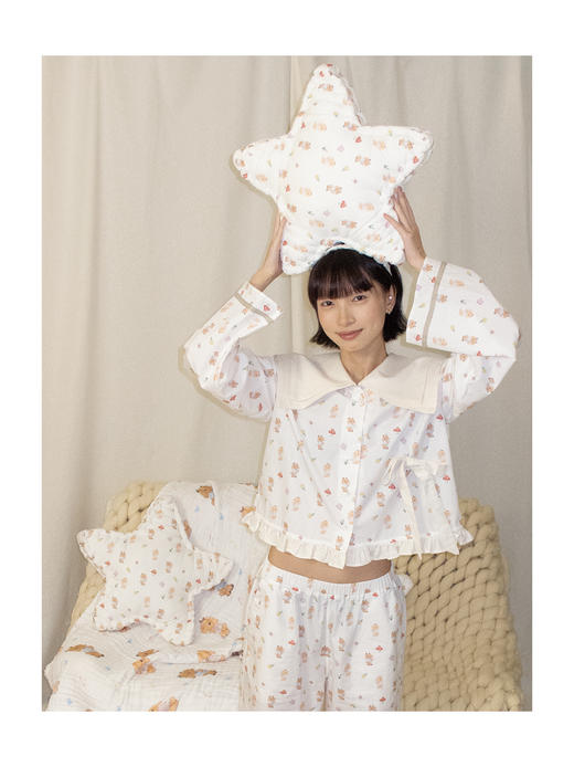 KAIYXIAO·HOME系列 小兔子· 海军领花边家居睡衣套装 商品图0