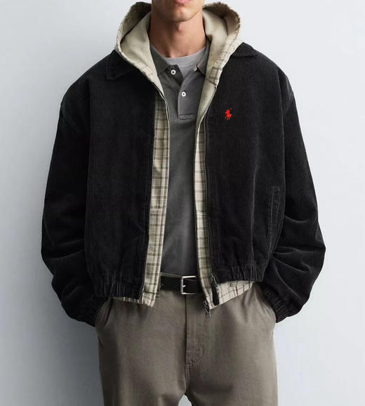 拉夫劳伦秋冬新款复古老钱风灯芯绒夹棉保暖短款廓形棉衣 商品图0