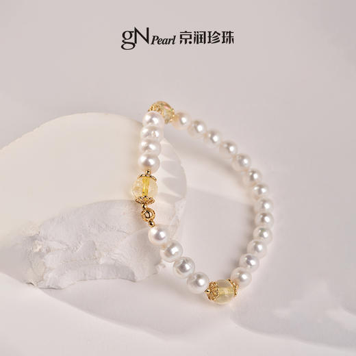 京润珍珠 梦阳 925银淡水珍珠手链6.3-7.3mm近圆形白色 商品图4