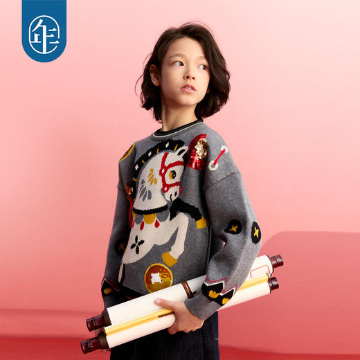 年衣童装儿童毛衣针织衫冬季新品男女童本命年拜年马上有钱毛衣 商品图4