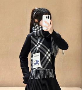 bbr格纹战马双面羊绒围巾披肩