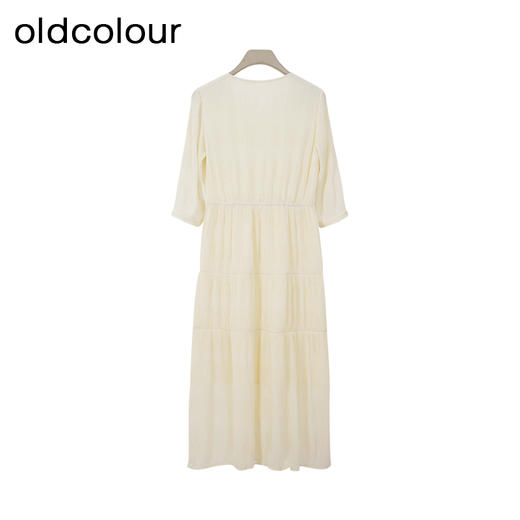 oldcolour欧珂春季商场同款休闲圆领纯色中袖连衣裙女Q131018A1 商品图1
