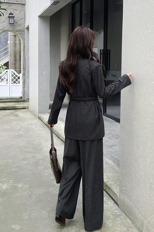 ESTELLICA 通勤气质风无领西装腰带长裤套装 21064 商品图3