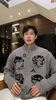 72625SDSA男士秋冬新款痞帅男装潮牌美式人物字母设计拉链立领毛衣百搭 商品缩略图0