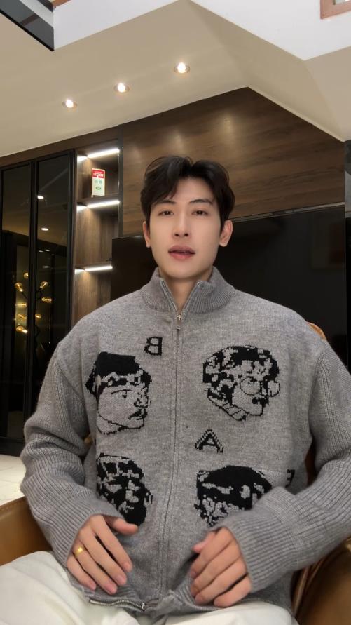72625SDSA男士秋冬新款痞帅男装潮牌美式人物字母设计拉链立领毛衣百搭 商品图0