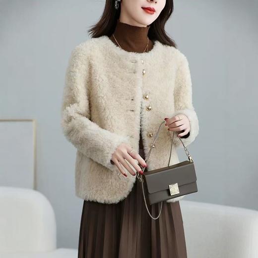 丁摩 皮毛一体羊剪绒小香风羊羔毛大衣8501 商品图3