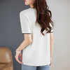 白色纯棉短袖女t恤2025新款宽松胖mm大码女装正肩女士V领上衣夏季 商品缩略图4
