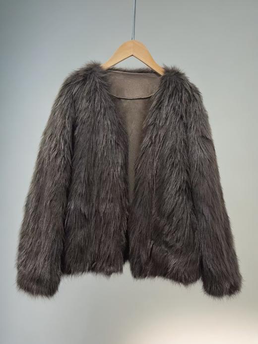 【环保皮草】P02简约长毛皮毛一体秋冬大衣外套-喜出 商品图2