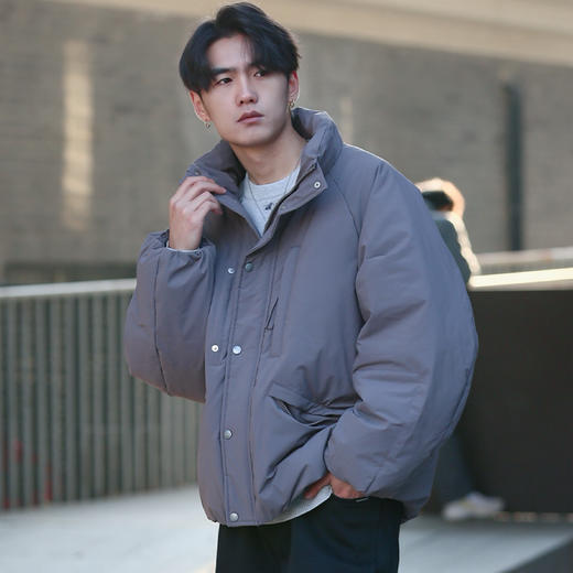 DRONKOO 2025 立领左上口袋拉链装饰微阔短款中厚羽绒服 商品图2