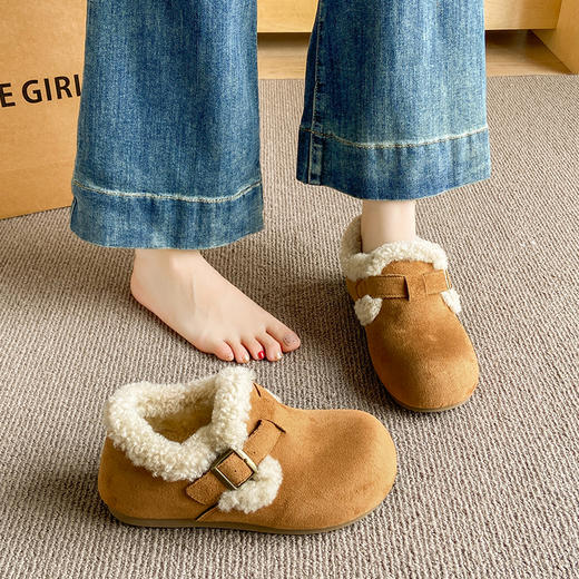 优选丨冬季上新 温暖百搭【梦惠妮 毛绒勃肯鞋】（加绒加厚）厚底鞋 冬季百搭 保暖柔软棉鞋 舒适 亲肤 不磨脚 加宽鞋头 #M663 商品图6