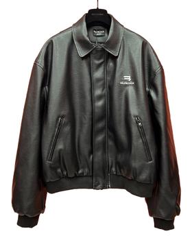 中性款logo刺绣皮衣外套he004