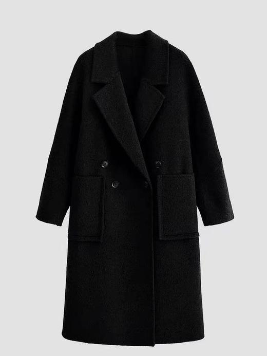 【轻奢双面尼】2523-01（100%高支绵羊毛）韩版气质简约立体口袋双面尼长款大衣-喜出 商品图2