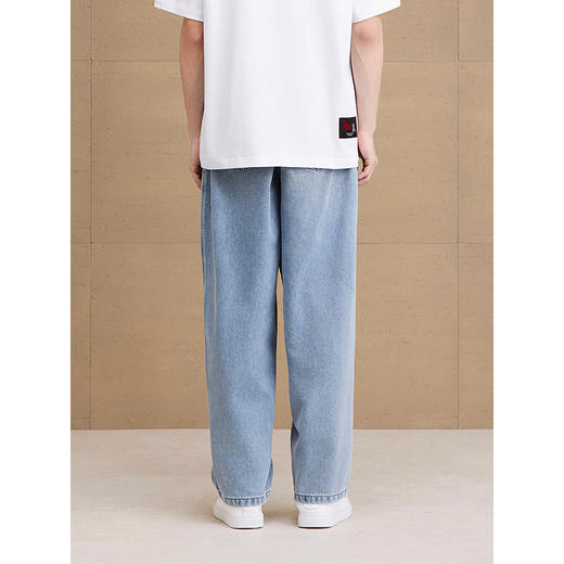 GXG男装 宽松直筒松紧腰褶皱设计牛仔裤休闲裤长裤子2025夏季新品 商品图3