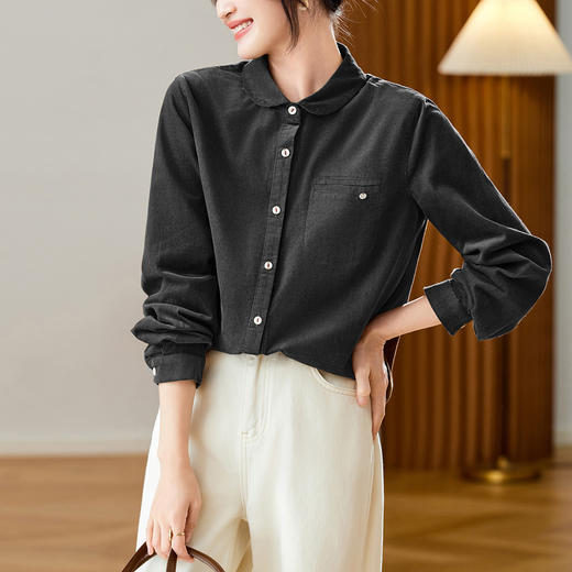 馥迦复古通勤纯棉磨毛衬衫 商品图2