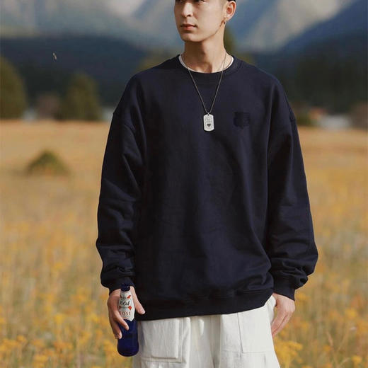 BASICLIVE  男款虎头刺绣加绒圆领卫衣 内里一体式加绒360°保暖；单穿帅气，内搭不臃肿，身材包容度高；基础色系好搭配 商品图5