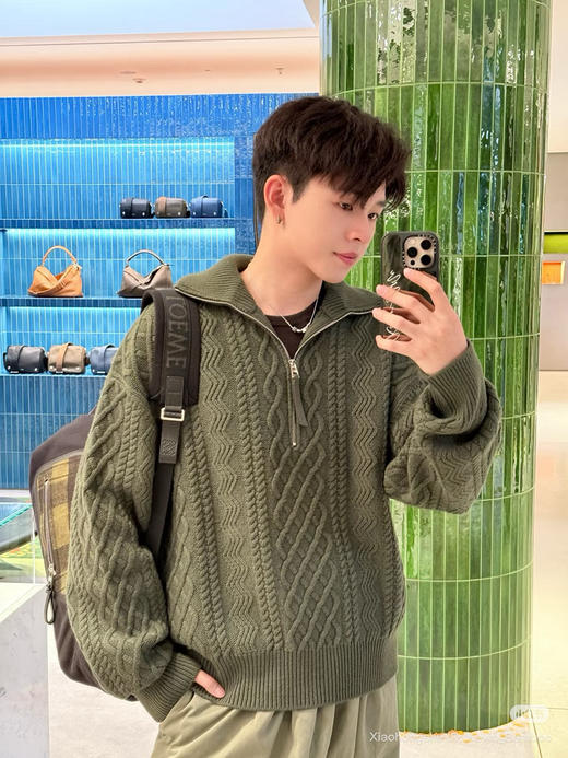 1110-3 独家圆正 蒋奇明 lew 绞花立领拉链 男女同款毛衣 老朱穿M合身 穿L宽松 我穿S 商品图14