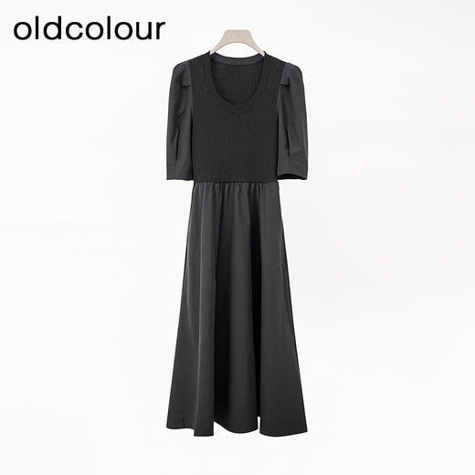 oldcolour欧珂商场同款的休闲纯色短袖假两件连衣裙女Q131010A1 商品图0