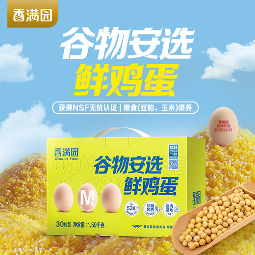 香满园谷物安选鲜鸡蛋M级/1.59kg(珍珠棉托/礼盒)30枚装 商品图0