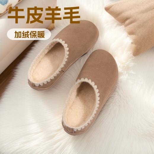 雀说 牛皮羊毛雪地靴女冬季保暖棉鞋面包鞋加绒小土豆勃肯鞋 商品图0