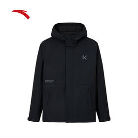 安踏KT系列外套男2025新款连帽防风防泼水黑色运动上衣152541602N