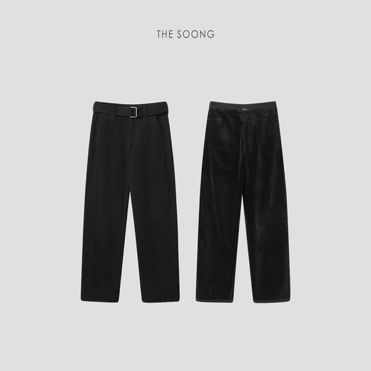 THESOONG"权威裤"加厚加绒天鹅绒面抗皱肌理感中腰休闲裤HBKZ7302 商品图1